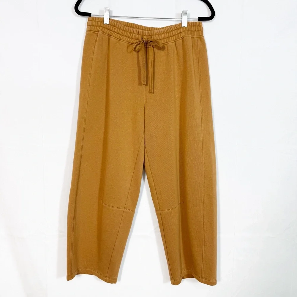 Hatch The Romy Darted Sweatpants Maternity Barrel Leg Rubber Tan Mustard